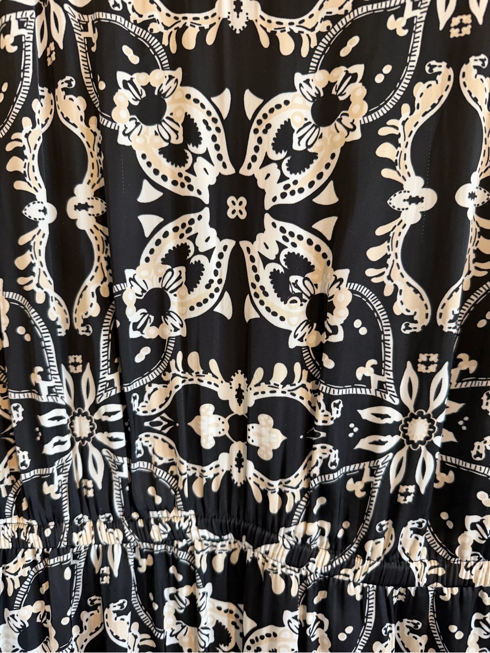 LOFT Black and Cream Printed V-Neck Maxi Dress - Picture 4 of 7